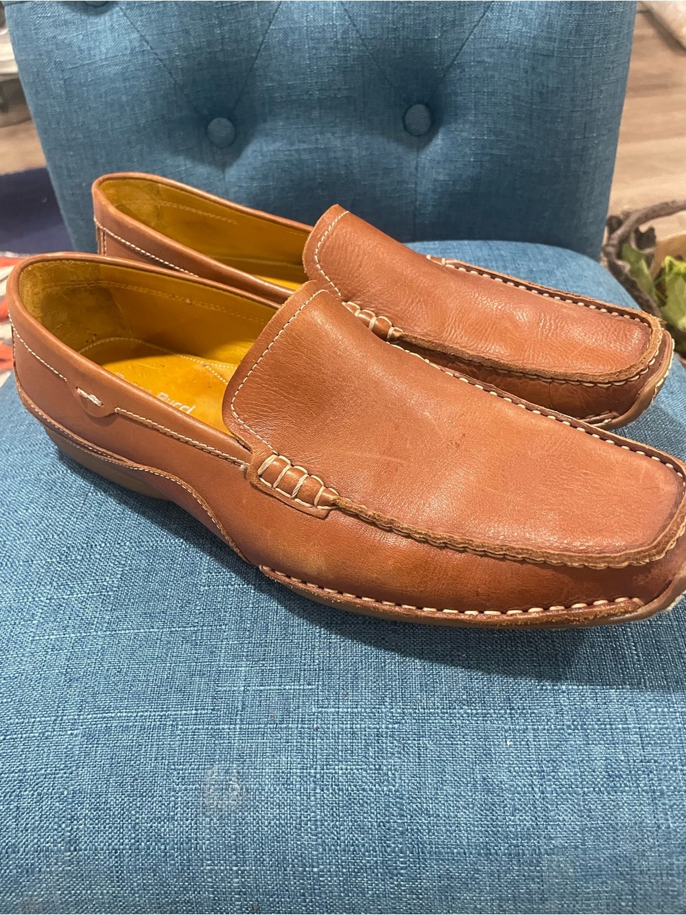 Bacco Bucci Tan Leather Slip-On Moccasin Loafers 👞